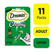 44 x 10g Dreamies Creamy Adult Cat and Kitten Treats with Catnip 11x40g