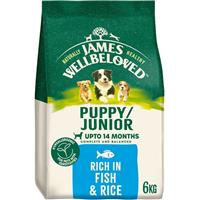 6kg James Wellbeloved Natural Puppy Complete Dry Dog Food Fish & Rice