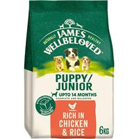 6kg James Wellbeloved Natural Puppy Complete Dry Dog Food Chicken & Rice