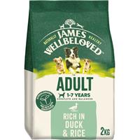 2kg James Wellbeloved Natural Adult Complete Dry Dog Food Duck & Rice