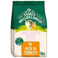 12kg James Wellbeloved Oral Care 1-7 Years Adult Dry Cat Food Rich in Turkey