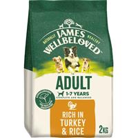 2kg James Wellbeloved Natural Adult Complete Dry Dog Food Turkey & Rice
