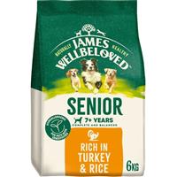 6kg James Wellbeloved Natural Senior Complete Dry Dog Food Turkey & Rice