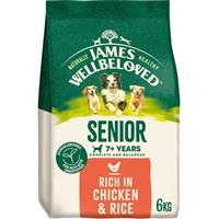 6kg James Wellbeloved Natural Senior Complete Dry Dog Food Chicken & Rice