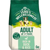 6kg James Wellbeloved Natural Adult Complete Dry Dog Food Duck & Rice