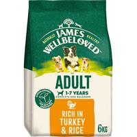 6kg James Wellbeloved Natural Adult Complete Dry Dog Food Turkey & Rice