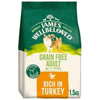 1.5kg James Wellbeloved Grain Free 1-7 Years Adult Dry Cat Food Rich in Turkey
