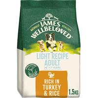 1.5kg James Wellbeloved Natural Adult Complete Dry Dog Food Turkey & Rice