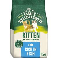 1.5kg James Wellbeloved Natural Kitten Complete Dry Cat Food Fish