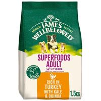 1.5kg James Wellbeloved Superfoods Adult Dry Dog Food Turkey with Kale & Quinoa