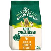 1.5kg James Wellbeloved Small Breed Adult Dry Dog Food Rich in Turkey & Rice