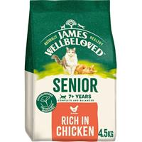 4.5kg James Wellbeloved Natural Senior Complete Dry Cat Food Rich in Chicken