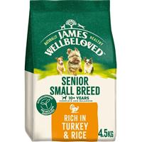 4.5kg James Wellbeloved Senior Small Breed Complete Dry Dog Food Turkey & Rice