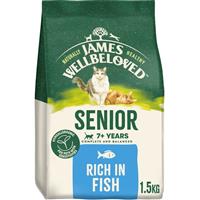 1.5kg James Wellbeloved Natural Senior Complete Dry Cat Food Rich in Fish
