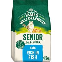 4.5kg James Wellbeloved Natural Senior Complete Dry Cat Food Rich in Fish