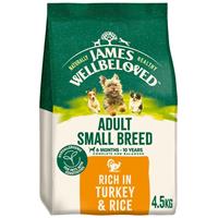 4.5kg James Wellbeloved Small Breed Adult Dry Dog Food Rich in Turkey & Rice