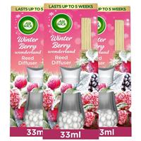 3 x Air Wick Winter Berry Wonderland Essential Oils Reed Diffusers 33ml