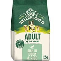 12kg James Wellbeloved 1-7 Years Adult Dry Dog Food Rich in Duck & Rice