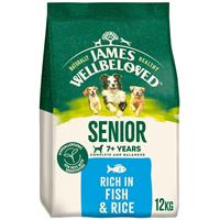 12kg James Wellbeloved 7+ Years Senior Dry Dog Food Rich in Fish & Rice