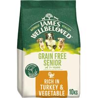 10kg James Wellbeloved Grain Free 7+ Senior Dry Dog Food Turkey & Vegetable