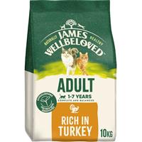 10kg James Wellbeloved 1-7 Years Adult Complete Dry Cat Food Turkey BB-Nov25