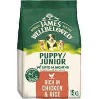 15kg James Wellbeloved Puppy / Junior Dry Dog Food Rich in Chicken & Rice