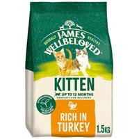1.5kg James Wellbeloved Kitten Dry Cat Food Complete and Balanced Rich in Turkey