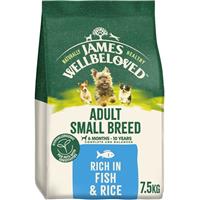 7.5kg James Wellbeloved Small Breed Adult Dry Dog Food Rich in Fish & Rice