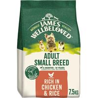 7.5kg James Wellbeloved Small Breed Adult Dry Dog Food Rich in Chicken & Rice