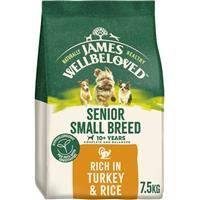 7.5kg James Wellbeloved Small Breed 10+ Years Senior Dry Dog Food Turkey & Rice