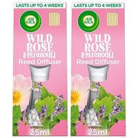 2 x Air Wick Essential Oils Reed Diffusers Wild Rose & Patchouli 25ml