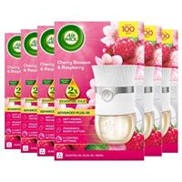 6 x Air Wick Liquid Electrical Plug-in Kit Cherry Blossom & Raspberry 19ml
