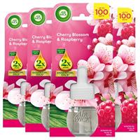 4 x Air Wick Cherry Blossom & Raspberry Liquid Electrical Single Refill 19ml