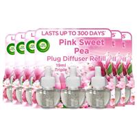 6 x Air Wick Liquid electrical Plug in Triple Refill Pink Sweet Pea 19ml