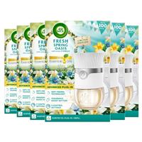 6 x Air Wick Liquid Electrical Plug-in + Refill Kit Fresh Spring Oasis 19ml