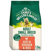 1.5kg James Wellbeloved Adult Small Breed Dry Dog Food Rich in Chicken & Rice