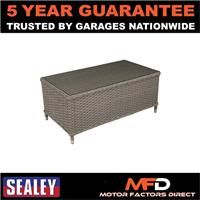 Sealey Dellonda Chester Rattan Wicker Outdoor Balcony Table Tempered Glass Top