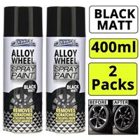2x CarPride Alloy Wheel Black Matt Spray Paint for Restoring Wheels Trims 400ml