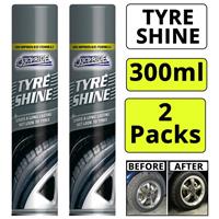 2x Tyre Shine Spray 300ml for Gloss Wet Look Lasting Protection