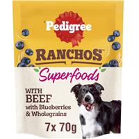 7 x 70g Pedigree Ranchos Superfoods with Beef Adult Dog Treats