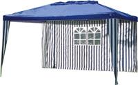 Brunner Seitenwand mit 2 Fenster und Eingangstr GartenPavillon 4m blau/wei