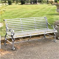 Ex-display Grey Three Seater Outdoor Traditional Metal Garden Patio Park Bench