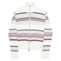 TOMMY HILFIGER Womens Patterned Jumper Cream Striped High Neck Tight Knit L - L Regular