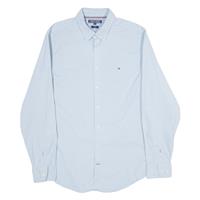 TOMMY HILFIGER Slim Fit Stretch Mens Plain Shirt Blue Long Sleeve 2XL - 2XL Regular