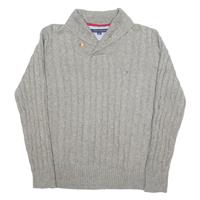 TOMMY HILFIGER Mens Jumper Grey Roll Neck Tight Knit L - L Regular