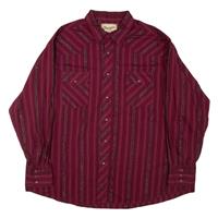 WRANGLER Mens Shirt Maroon Striped Long Sleeve 2XL - 2XL Regular