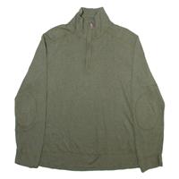 TOMMY HILFIGER Mens Jumper Green 1/4 Zip Tight Knit L - L Regular