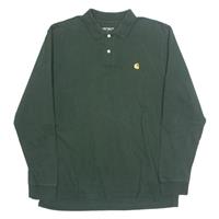CARHARTT Mens Polo Shirt Green Long Sleeve L - L Regular