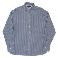 TOMMY HILFIGER Mens Shirt Blue Pinstripe Long Sleeve L - L Regular