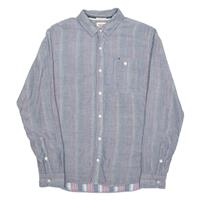 TOMMY HILFIGER Mens Plain Shirt Blue Striped Long Sleeve M - M Regular